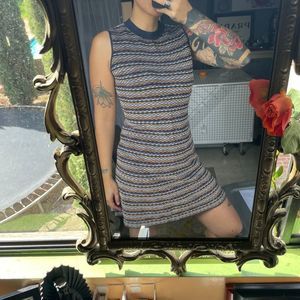 BAR III FIT AND FLARE STRIPPED COTTON DRESS SIZE XL